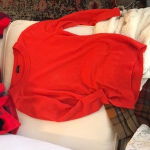 JCrew redish/orangish short sleeve wool sweater